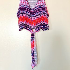 *BRAND NEW* LAmour Pink&Purple Snake Skin Print Button Down Tie Cropped Tank Top